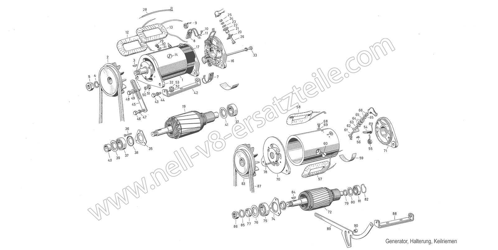 Ersatzteile Generator, Halterung, Keilriemen
