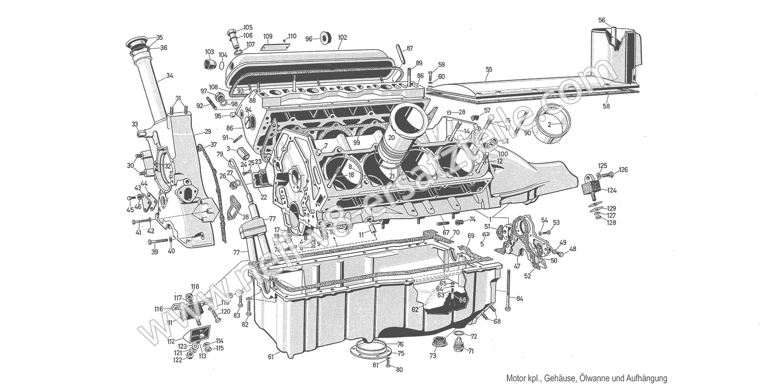 Ersatzteile Motor kpl. Gehäuse, Ölwanne und Aufhängung